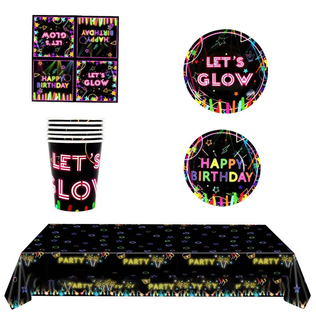 Disposable Tableware for Creative Themed Parties Plates/Cups/Napkin/Tablecloth Handmade Glowing Themed Dinnerwares