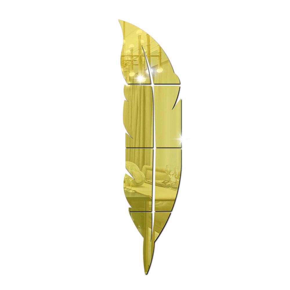 DIY Feather 3D Mirror Wall Sticker Acrylic Self Adhesive Sticker Decal for Living Room Bathroom Art Home Decor Mural Wallpaper