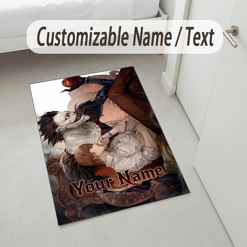 Personalized Crystal Velvet Carpet,Death Note Custom Printed Name, Plush Area Rug For Home Indoor Decor