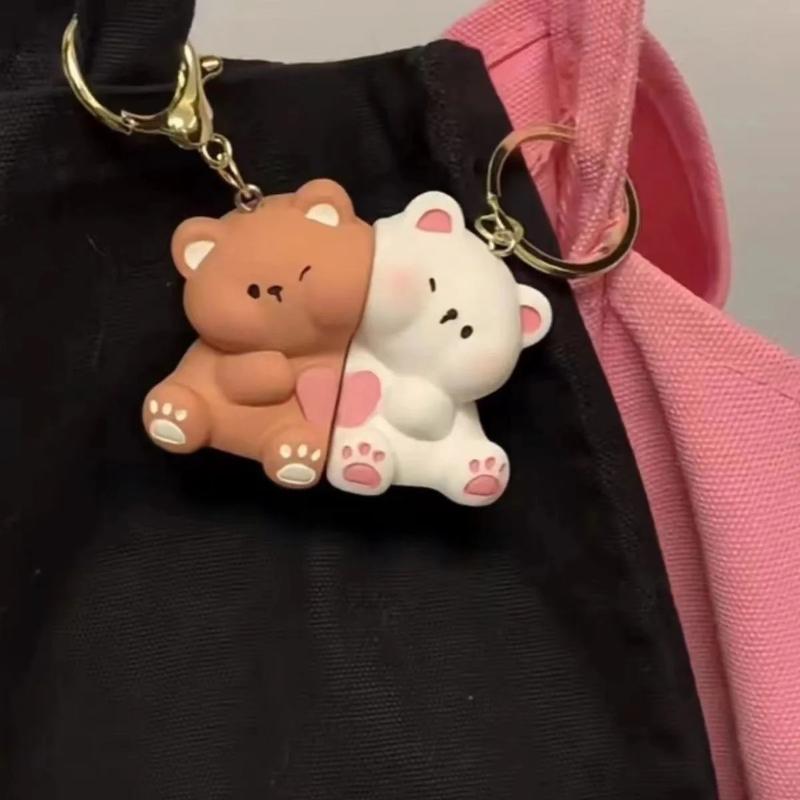 Cute Dog Couple Magnetic Keychains Pair, Creative Matching Pendant for Backpack Bag Decor, Sweet Gift for Lovers & Friends