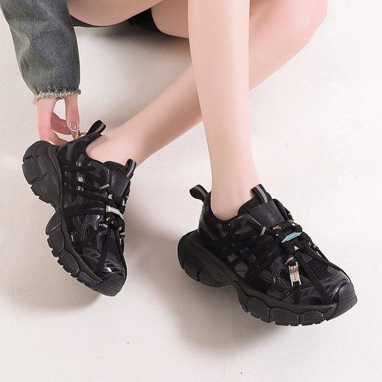 Кожаная версия~ кроссовки на толстой подошве с эффектом увеличения роста, в стиле «папины кроссовки-пауки», новинка 2025 года, универсальные, модные, повседневные спортивные туфли