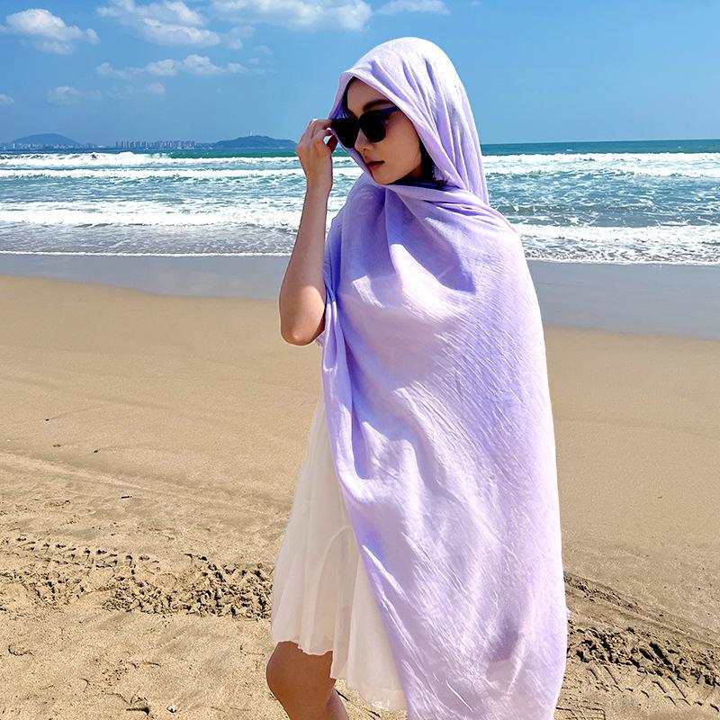 Spring and summer sunscreen scarf imitation cotton and linen solid color simple shawl women's high-end silk scarf yarn headscarf women's cross-border