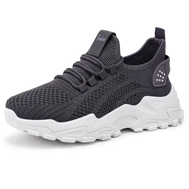 Модная женская обувь 2025 Весна Новые кроссовки на платформе на шнуровке из дышащей сетки с нескользящей подошвой Удобная плоская повседневная обувь