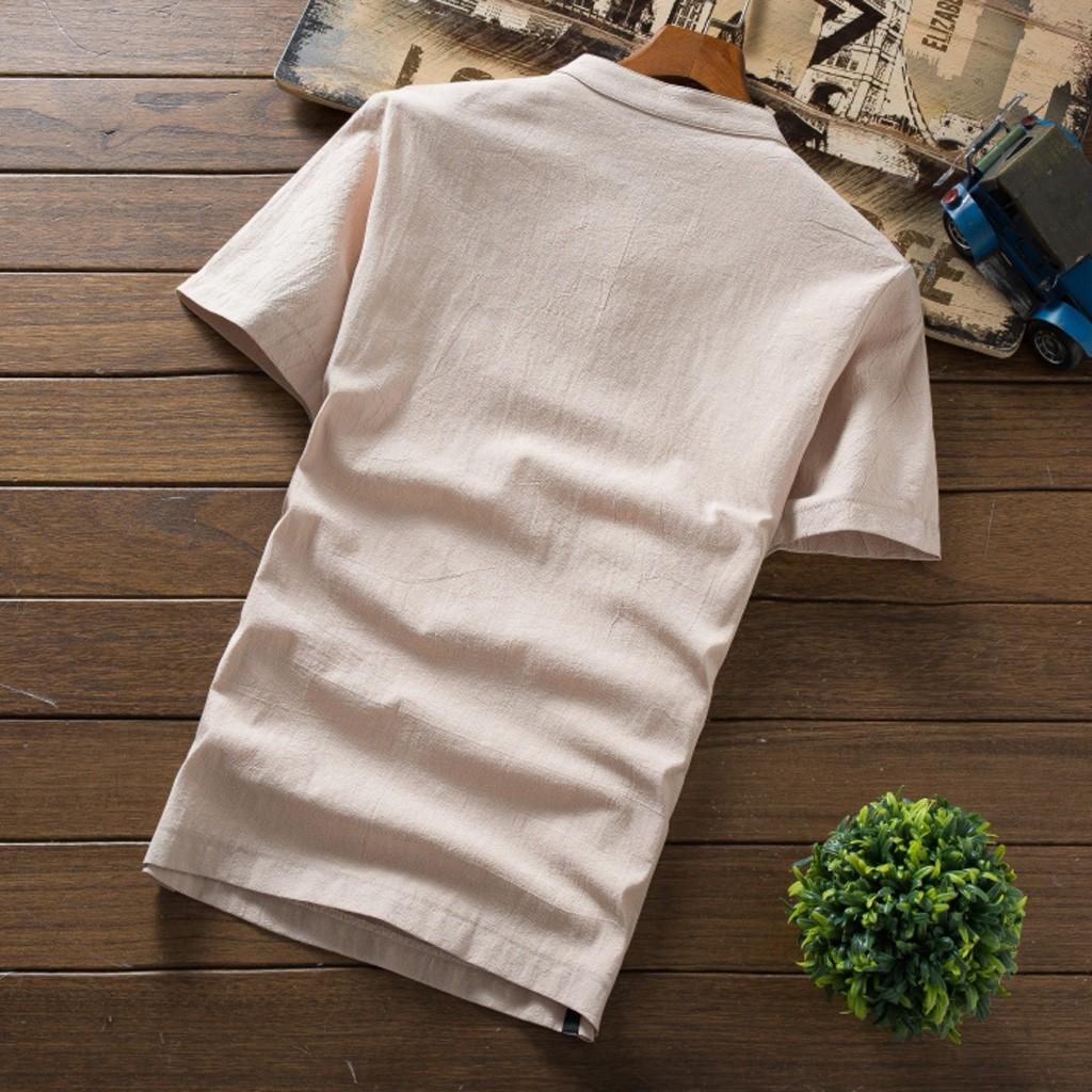 Мужские летние новые хлопковые и конопляные длинные брюки с короткими рукавами, модный удобный костюм