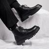 Fashion Men's Leather Boots Autumn New Leather Surface Solid Color Black British Style Boots