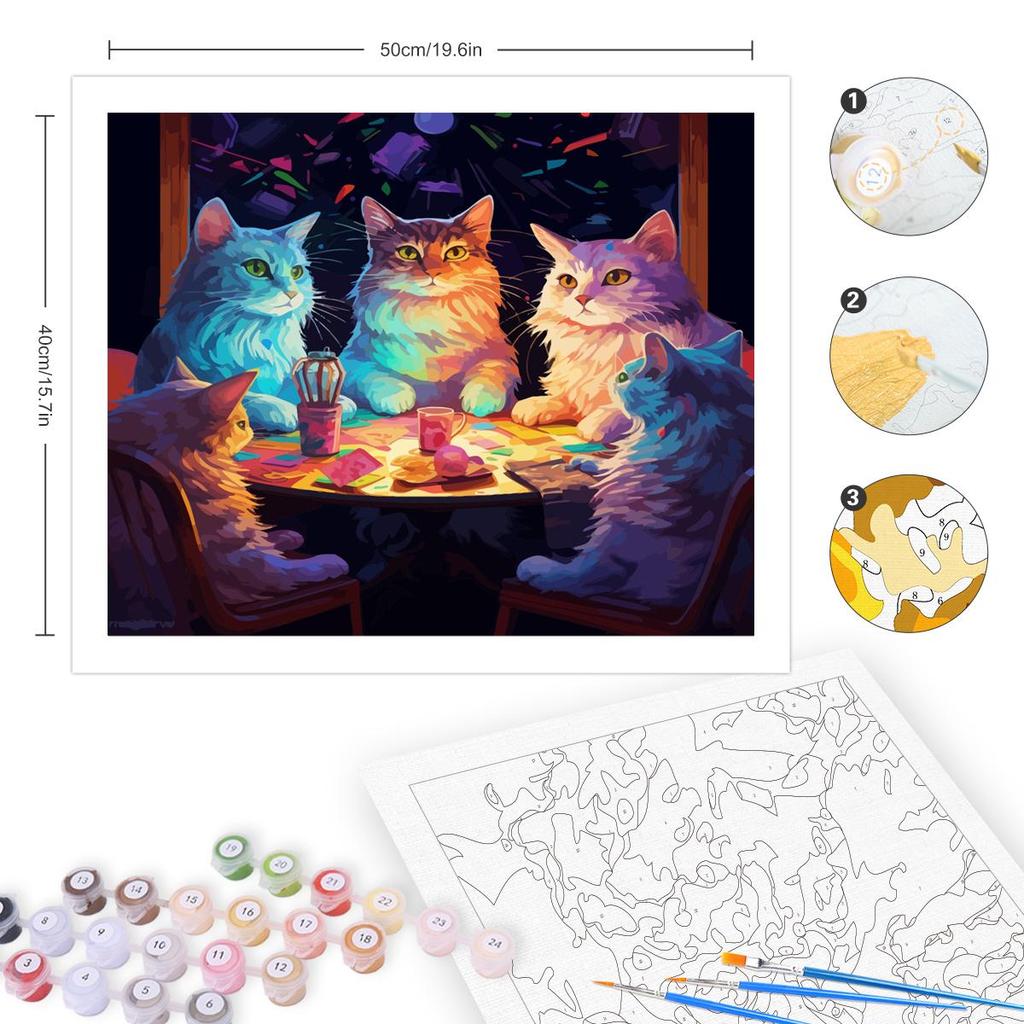 RUOPOTY Frame Diy Painting by Numbers Cat DIY Oil Painting Animals Picture Art Canvas Wall Home Decor 40x50cm