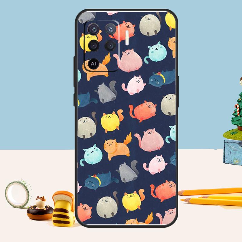 Милый Мультяшный Чехол-Кошка Для Oppo A54 A74 A94 A80 A60 A40 A18 A38 A58 A78 A98 A96 A76 A16 A15 A17 A57 A5 A6 Pro