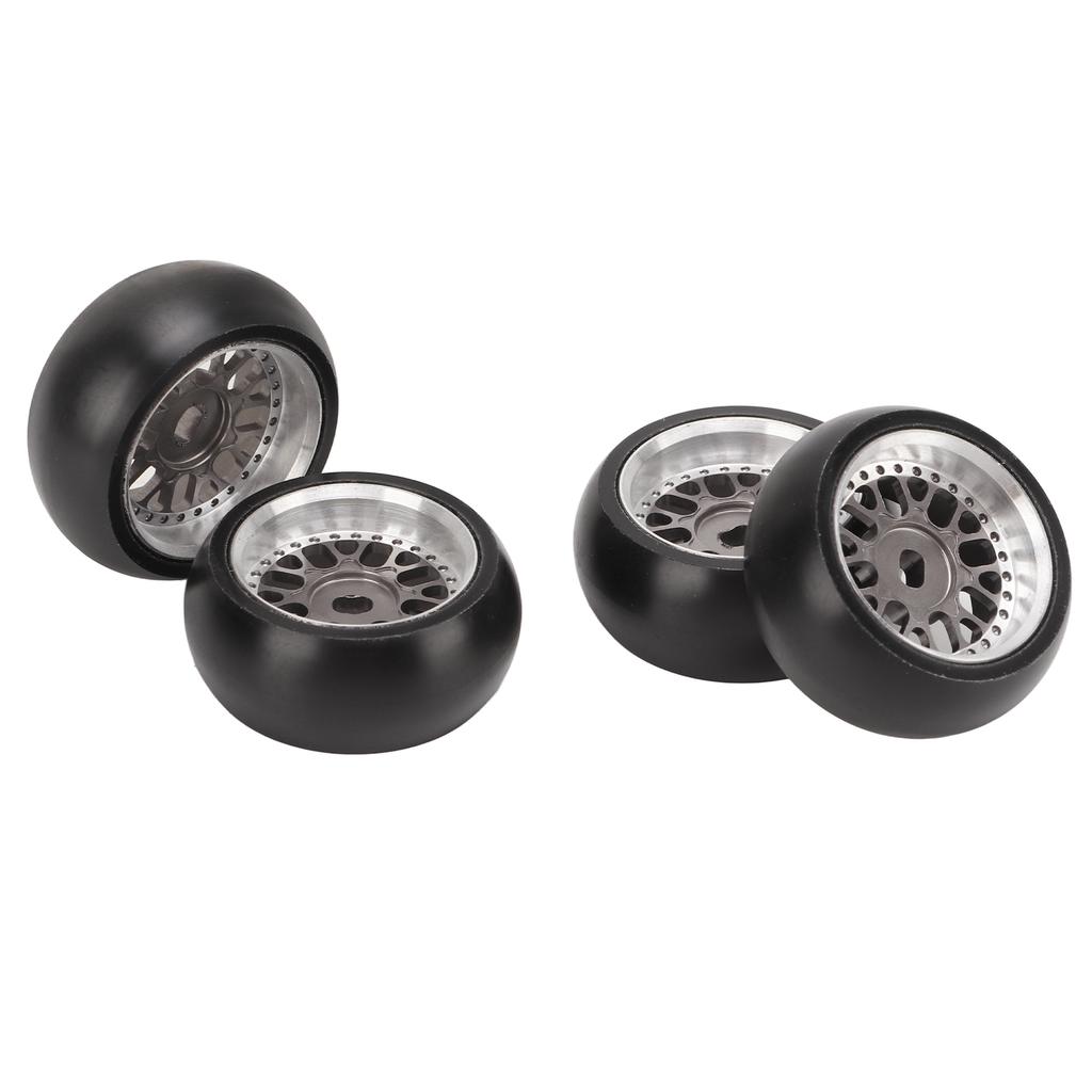 4pcs RC Drift Tire Aluminum Alloy Stable Flexible Drift Car Tyre for Wltoys 1 28 RC Car Titanium Color