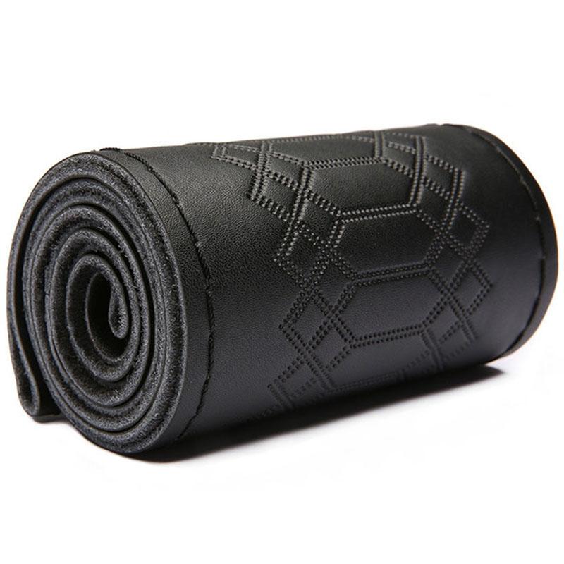 Чехол на руль автомобиля, 38 см, сделай сам, натуральная кожа, тисненая оплетка на руле с игольной нитью, автомобильный Стайлинг