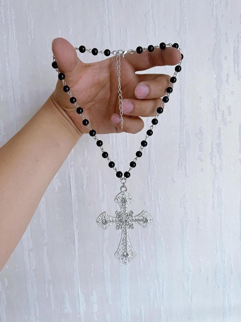 Gothic Cross Necklace For Women With Alloy Pendant And Chain Jewelry Accessory