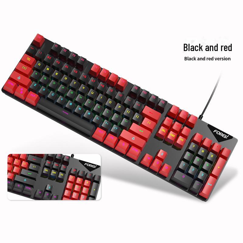 FVQ302 Проводная механическая игровая клавиатура - Светящаяся подсветка, Синие переключатели