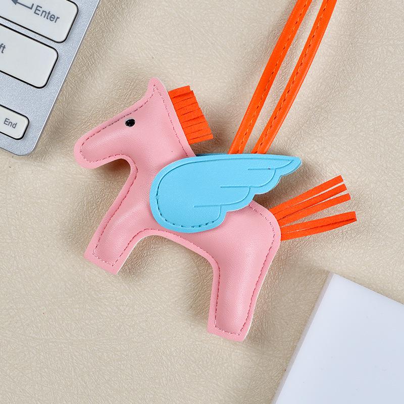 Брелок-подвеска в виде пони Пегаса с кисточкой - милый кожаный мультяшный контрастный цветной шарм