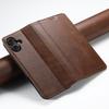 SUTENI For iPhone 16 Case PU Leather Wallet Stand Magnetic Closing Phone Cover - Brown