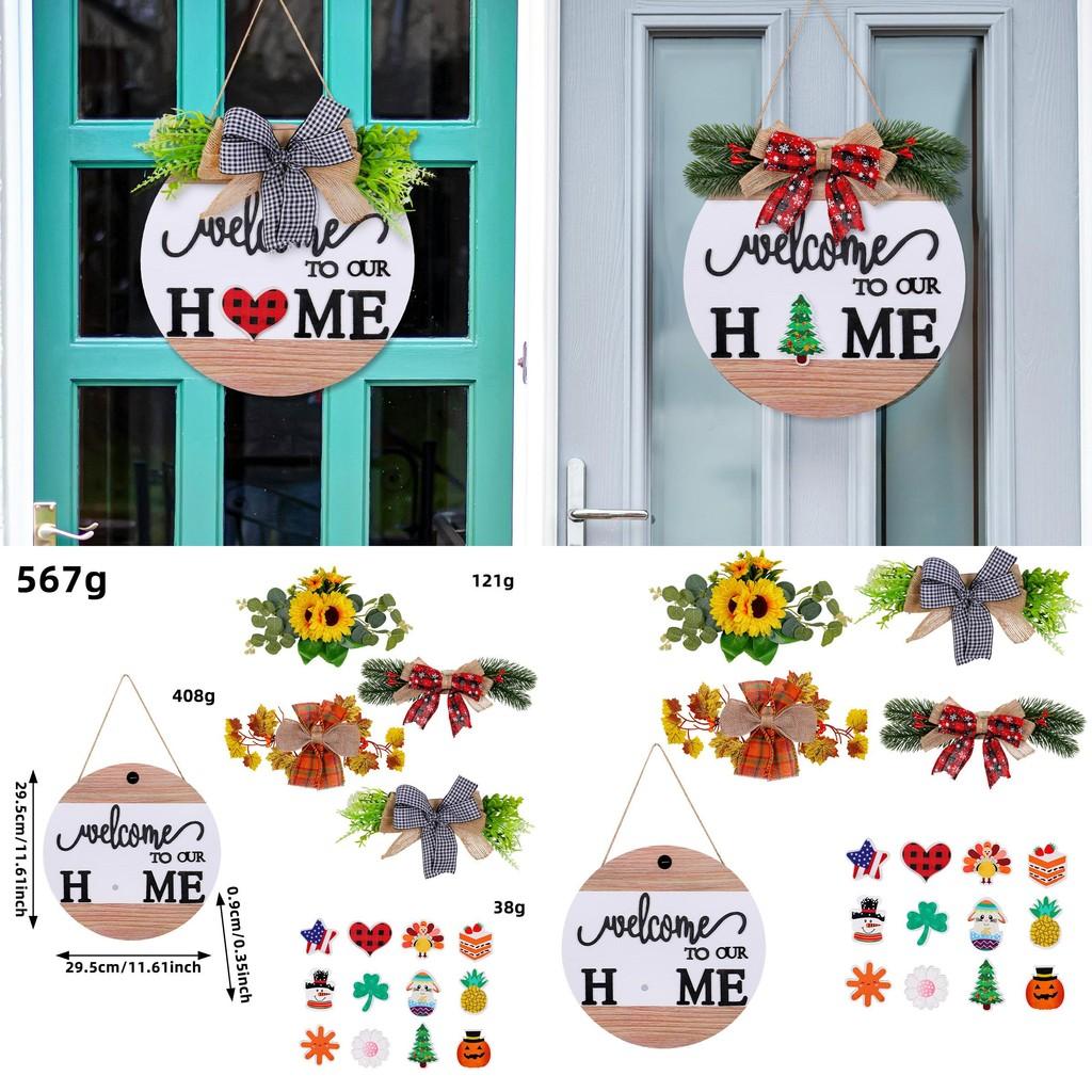 Home Welcome Door Sign With Magnetic Wooden Decor For Diy Festive Decoration