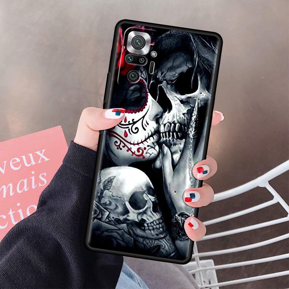 Fitted Soft Case For Xiaomi Redmi Note 9S 9 10 8 Pro 9A 13 12 12S 12C 10C 9i Capa Tpu Mexican Catrina Skull Girl Phone Cover