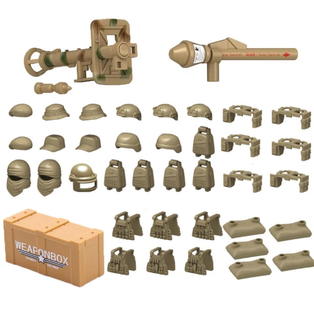 Конструктор Второй мировой войны Военное оружие Полицейский Солдат Фигурка Аксессуары Модель Кирпич Пистолет Пушка Пусковая установка Бункер Аванпост Игрушка X017