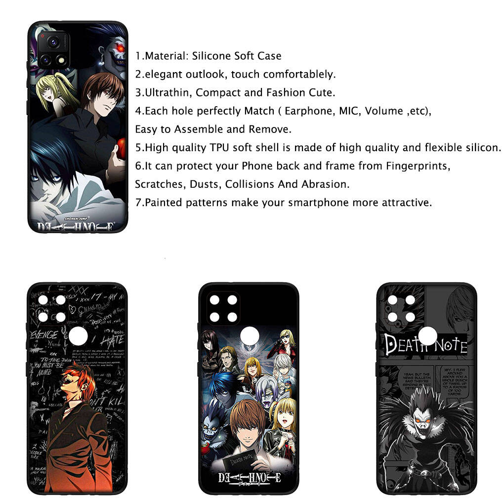 Чехол для iPhone 17 16 15 Xiaomi Poco Redmi Note 14 13 12 Pro Max 9 16e Samsung Galaxy S25 S24 S23 OPPO Huawei Мультяшный Тетрадь смерти L Lawliet Чехол для телефона