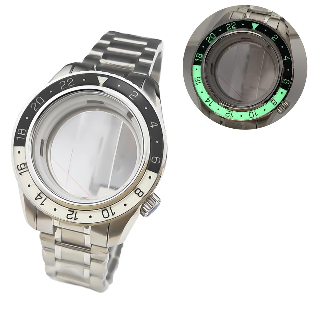 44 мм Корпус Безель Ремешок для часов Подходит для 32 мм Циферблата Для Seiko Grand GMT NH35/34/36/4R35A/4R36A Автоматический Механизм Сапфировое Стекло Модификация Частей