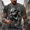 Summer Men's Fashion Casual O Neck Vintage T Shirt Clothing 3d Horror Skull Print T Shirt Harajuku Oversized Short Sleeve Top