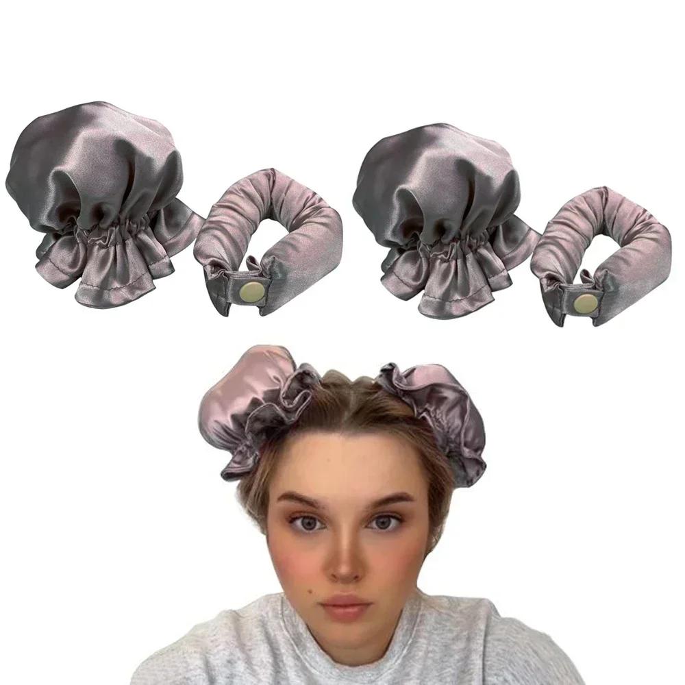 Щипцы для завивки волос без нагрева, атласная шапочка для сна, набор, бигуди без нагрева, повязка на голову, мягкие бигуди, ленивые кудри, чепчик, ночная шляпа