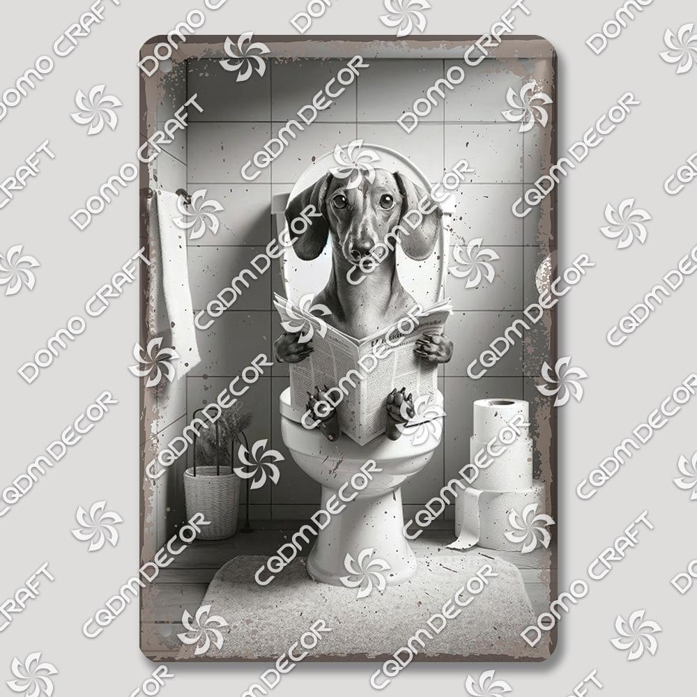 Забавная туалетная жестяная табличка Винтажный металлический постер Кролик Енот Кошка Собака Металлические таблички Ретро настенный декор для кафе ванной дома