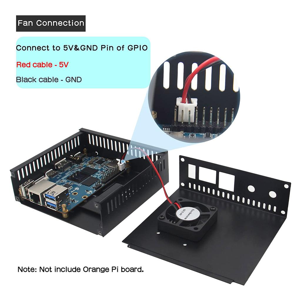 N506 Metal Case- Box for Orange Pi 5 Cooler Radiator- Box Support M2 NVMe SSD 2280 with 5V Cooling Fan 5 Heatsinks