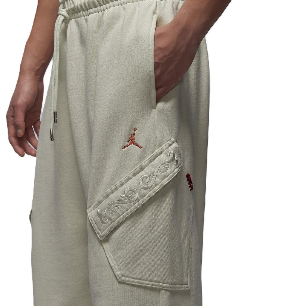 Jordan Флис Flight Год Лошади Лимитированная Серия CNY Новый Год Вязаные На шнурке Тонкие Флисовые Спортивные штаны Мужские брюки IQ3952-090