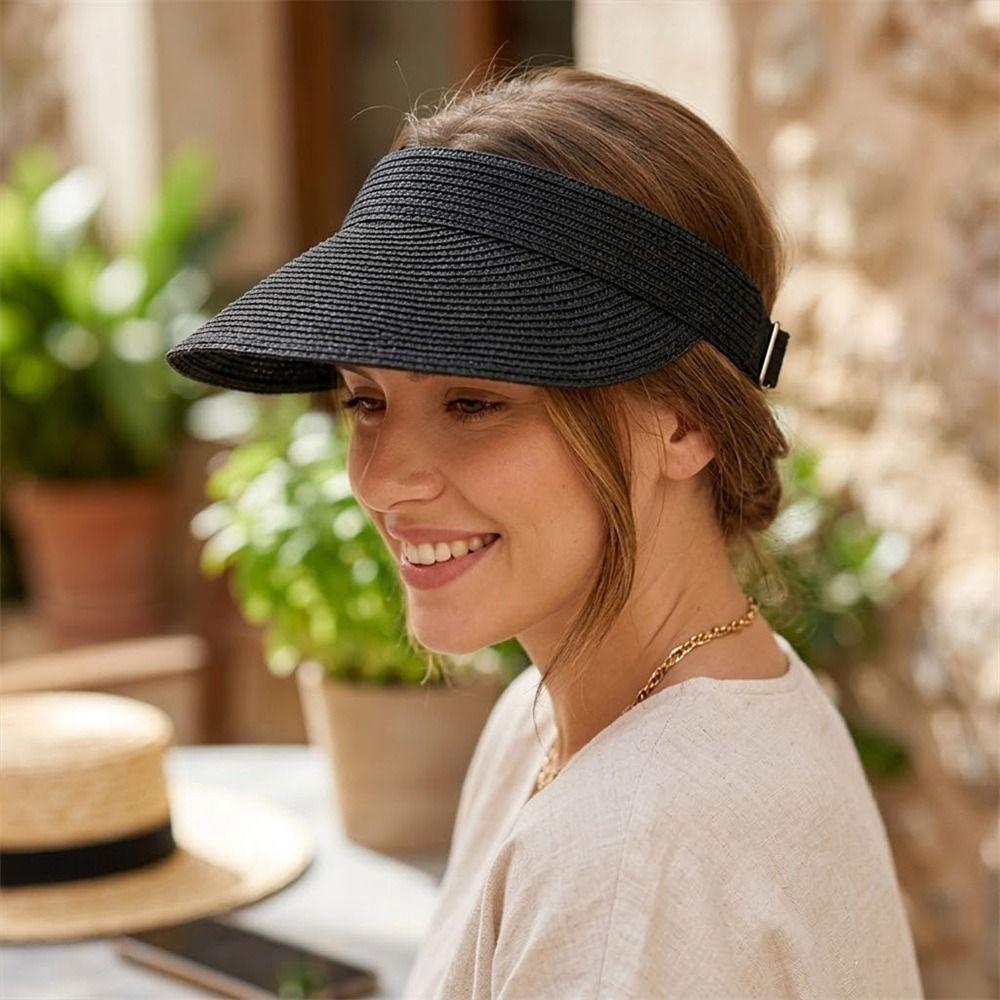 Wide Brim Summer Visors Hat Anti-UV Empty Top Hat Foldable Sun Hat for Travel Outdoor Beach