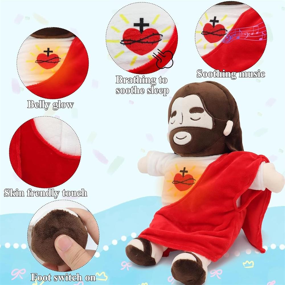32cm Breath Jesus Soothes Plush Toy Soft Soothing Savior Doll Plushies Comforting Jesus Heart Toy Easter Christmas Gifts for Kid