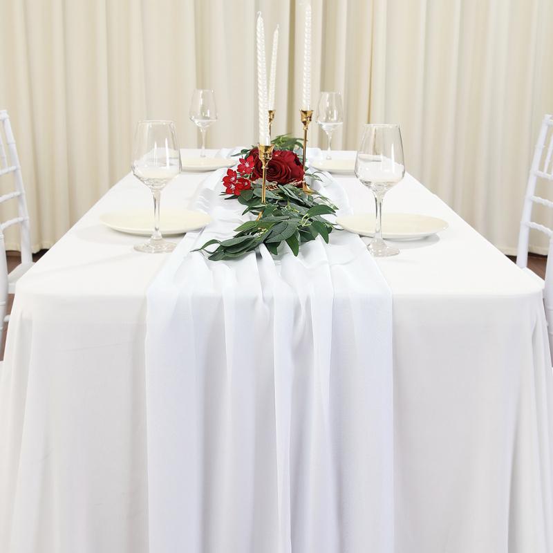 Горячие, шифоновые скатерти с 2 белыми лентами, украшения для свадебной вечеринки, романтического свадебного приема (