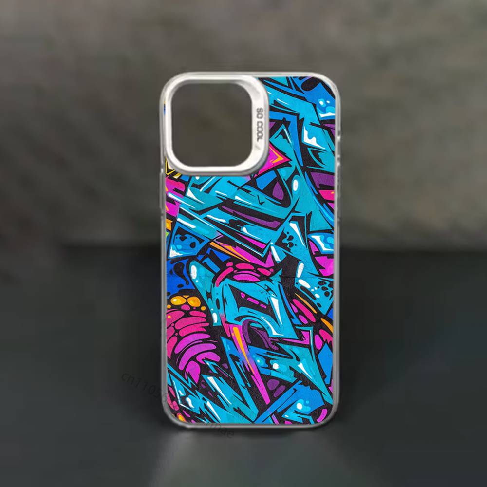 Красочный чехол для телефона с граффити для iPhone 17 11 12 Pro Max Plus Mini Air SE 16e 14 15 16 13 Мягкий чехол