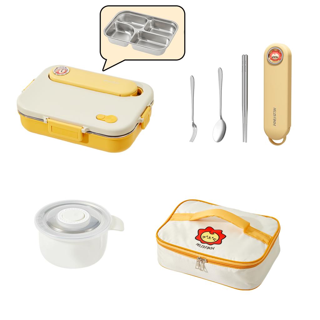 Capybara 304 Stainless Steel Divided Lunch Box With Bowl & Cutlery Microwave Students Portable Large Capacity Bento Box