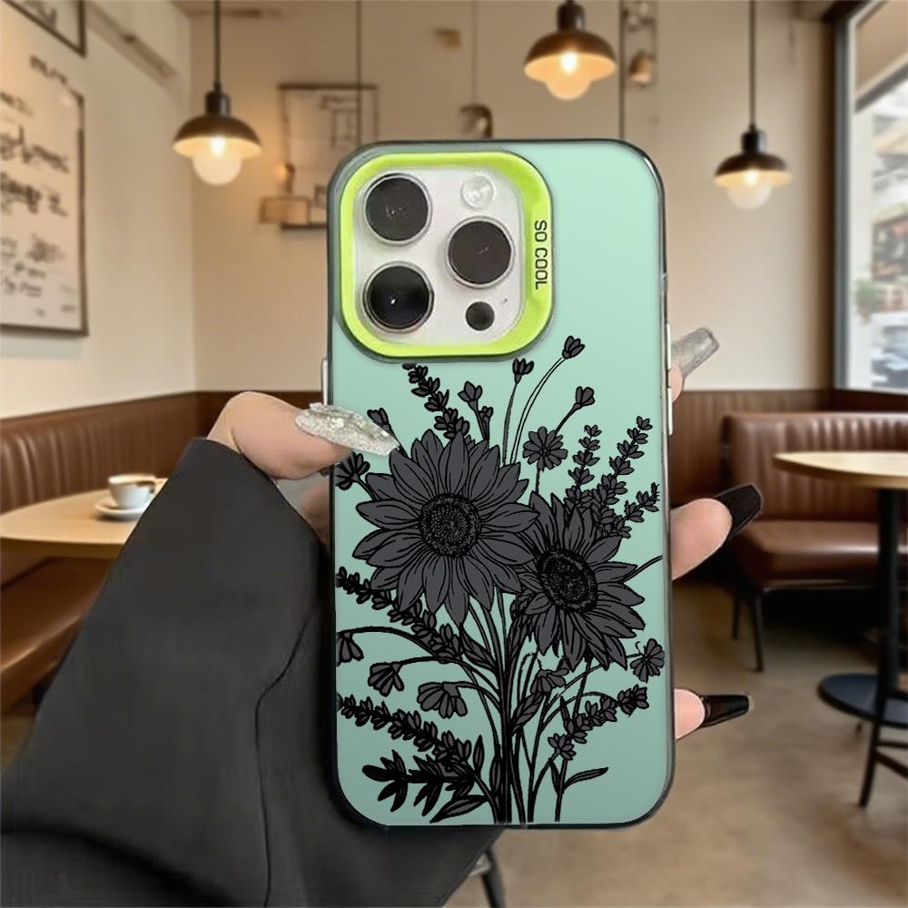 Черный подсолнух Ударопрочный чехол для телефона для Iphone 16 15 14 13 12 11 Pro Max/Mini Защита от царапин Премиальная жесткая крышка