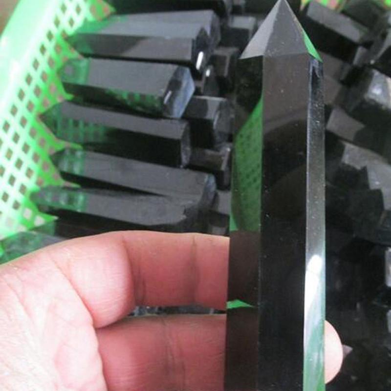 Элегантный и неподвластный времени 100% натуральный обсидиан, черный кварцевый кристалл, точечный, лечебная шестигранная палочка