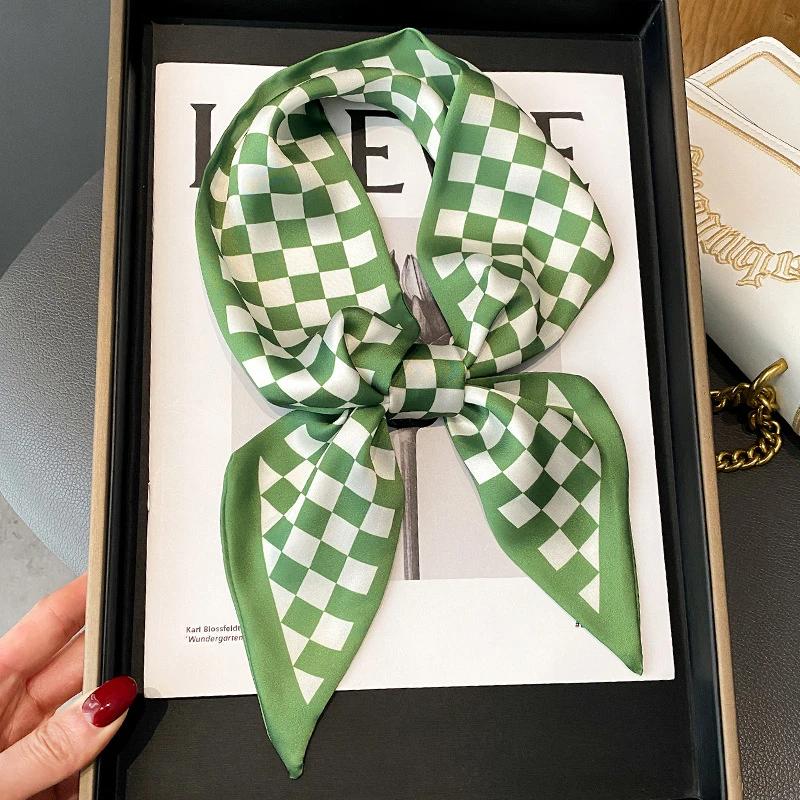 Модный принт шарф с лентой для волос, женский шейный галстук, сумка, шарфы, атласные шелковые узкие платки, женские платки с цветочными полосами, новинка 2022 года