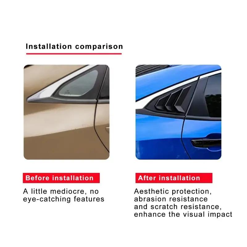 For Honda Civic 10th Gen 2016- ABS Plastic Rear Window Quarter Louver Scoop Cover Side Vent Trim Car Adhesive Accessorie