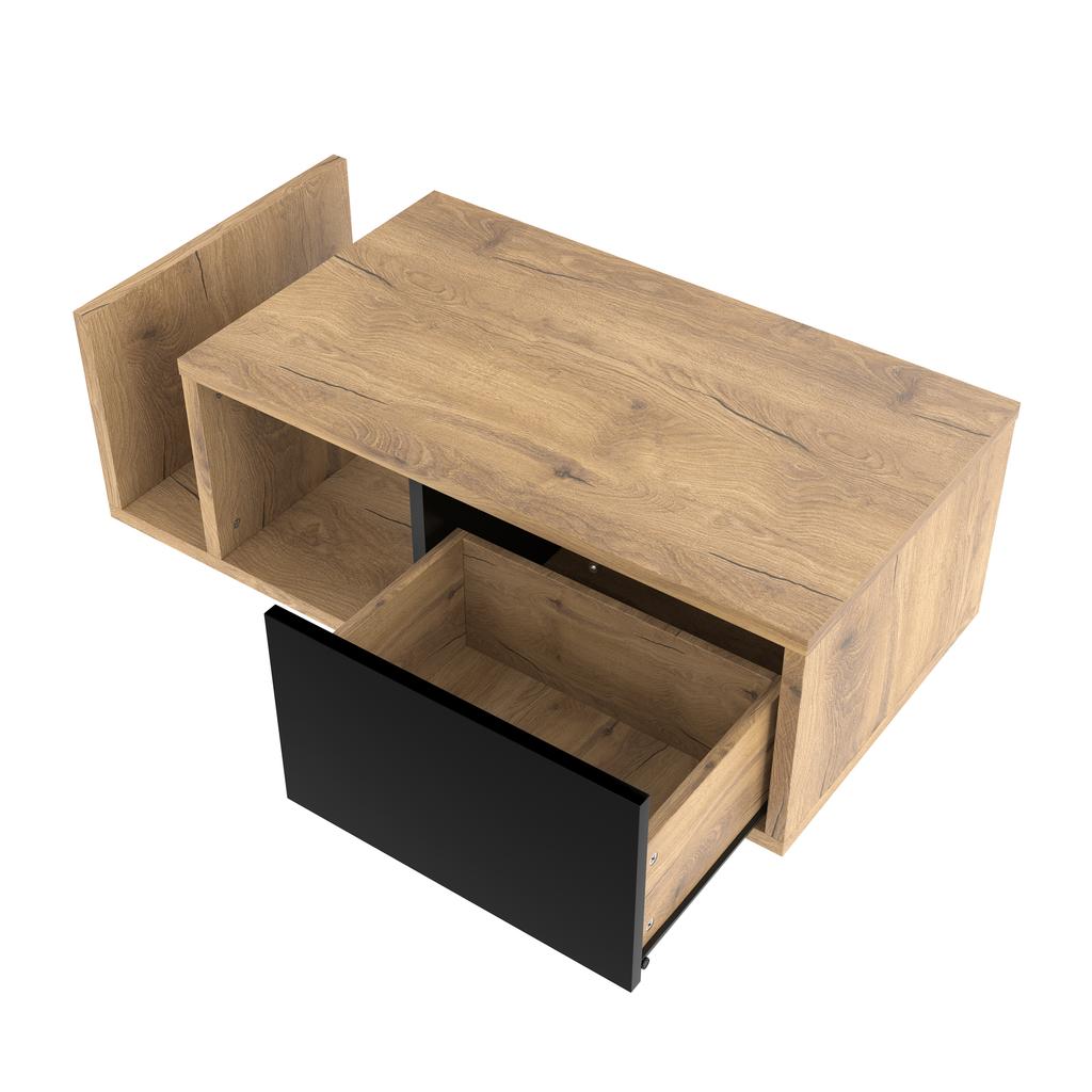 Retro Sideboard as Room Divider with Integrated LED Lighting – Timeless Wood-Metal Design with Storage Space for Dimmable Feel-Good Ambience