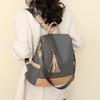 Contrast Color Backpack Women's Tassel Backpack Lightweight Large Capacity Handbag Shoulder Bag