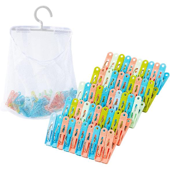 Plastic Clothes P Heavy Duty Outdoor,Colored Clothes P with Mesh Clothespin Bag,50-Pack and Bag Heavy Duty for Laundry Clips