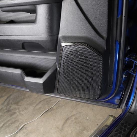 4x Door Speaker Trim Cover Decor Frame For Dodge Ram 1500 2010-2017 Carbon Fiber