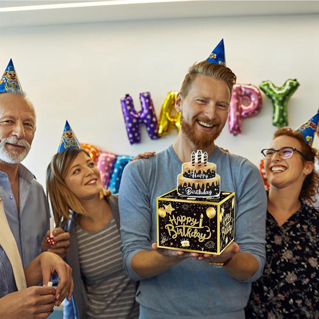 32 шт./1 комплект, сюрприз, подарочная коробка, украшение на день рождения, дети, взрослые, с днем рождения, черная золотая коробка-сюрприз, украшение на детский душ