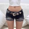 Retro Hong Kong-Style Low-Waist Leopard Print Denim Shorts for Women - Slimming, Versatile, and Hip-Hugging Summer Fashion