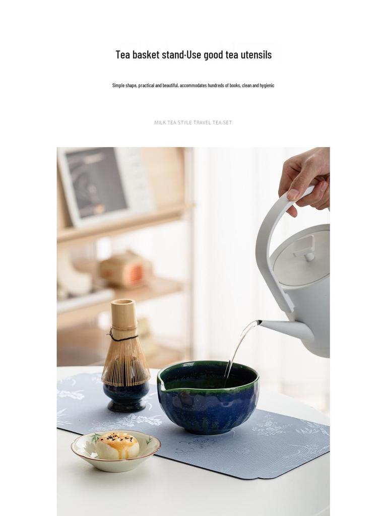 Handmade Japanese Matcha Ceramic Tea Bowl and Bamboo Whisking Tool