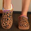 Мода 2024 года, модная зимняя обувь с леопардовым принтом, женские удобные теплые плюшевые зимние ботинки, женские туфли больших размеров на плоской подошве из хлопка