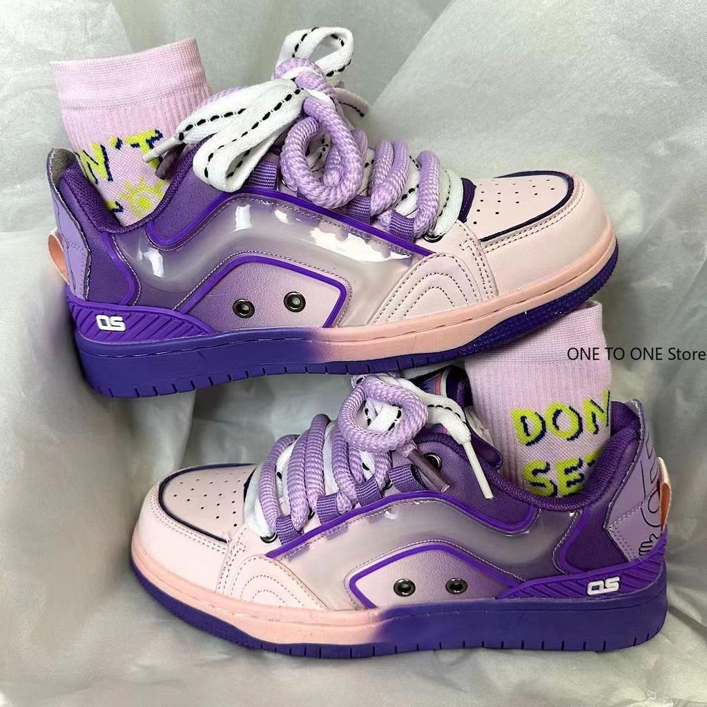 Women Platform Sneakers Mixed Colors Design Skateboard Star Decoration Lace Up Sport Shoes Casual Outdoor Running Sneakers 36-44