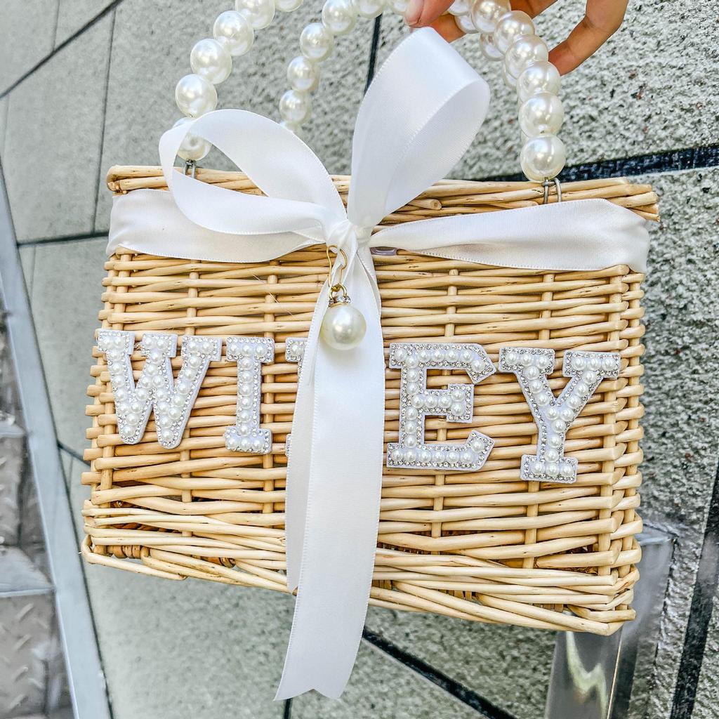 Плетеная сумка-клатч из жемчуга для свадьбы, девичника и мальчишника