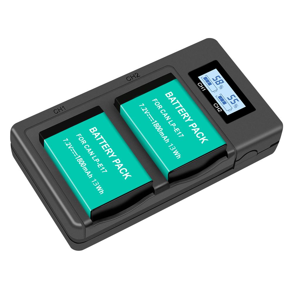 PALO LPE17 LP E17 LP-E17 аккумулятор для камеры + ЖК-дисплей USB двойное зарядное устройство для Canon EOS M3 M6 200D 750D 800D 8000D 760D T6i T6s Kiss X8i