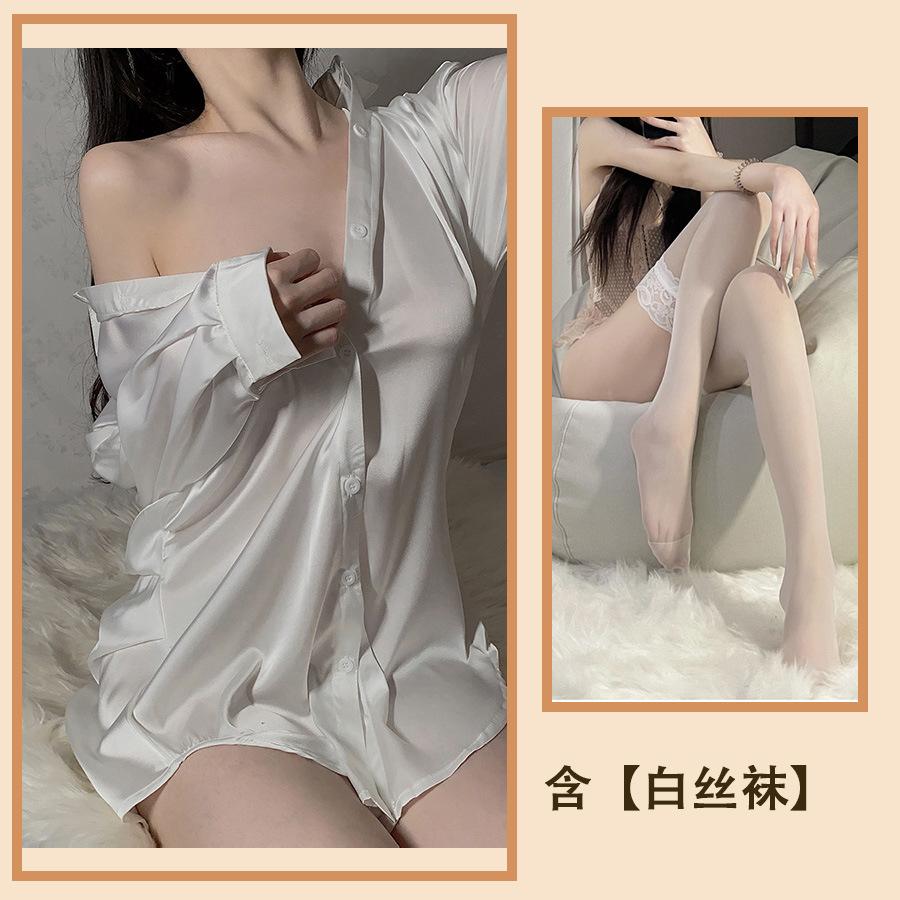 Сексуальное нижнее белье, сексуальные пижамы, пижамы, рубашки, мужской стиль, длинные рубашки, свободное платье, новая домашняя одежда