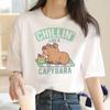 Capybara T Shirt Women Print Summer White Top Cotton T-shirt Graphic Tees Women Vintage Streetwear 90s Plus Size Tshirt Female
