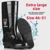 New Black Extra-Large Plus Velvet Mid-Tube Rain Boots: Men’s Waterproof Non-Slip PVC Sole, Sizes 46-51